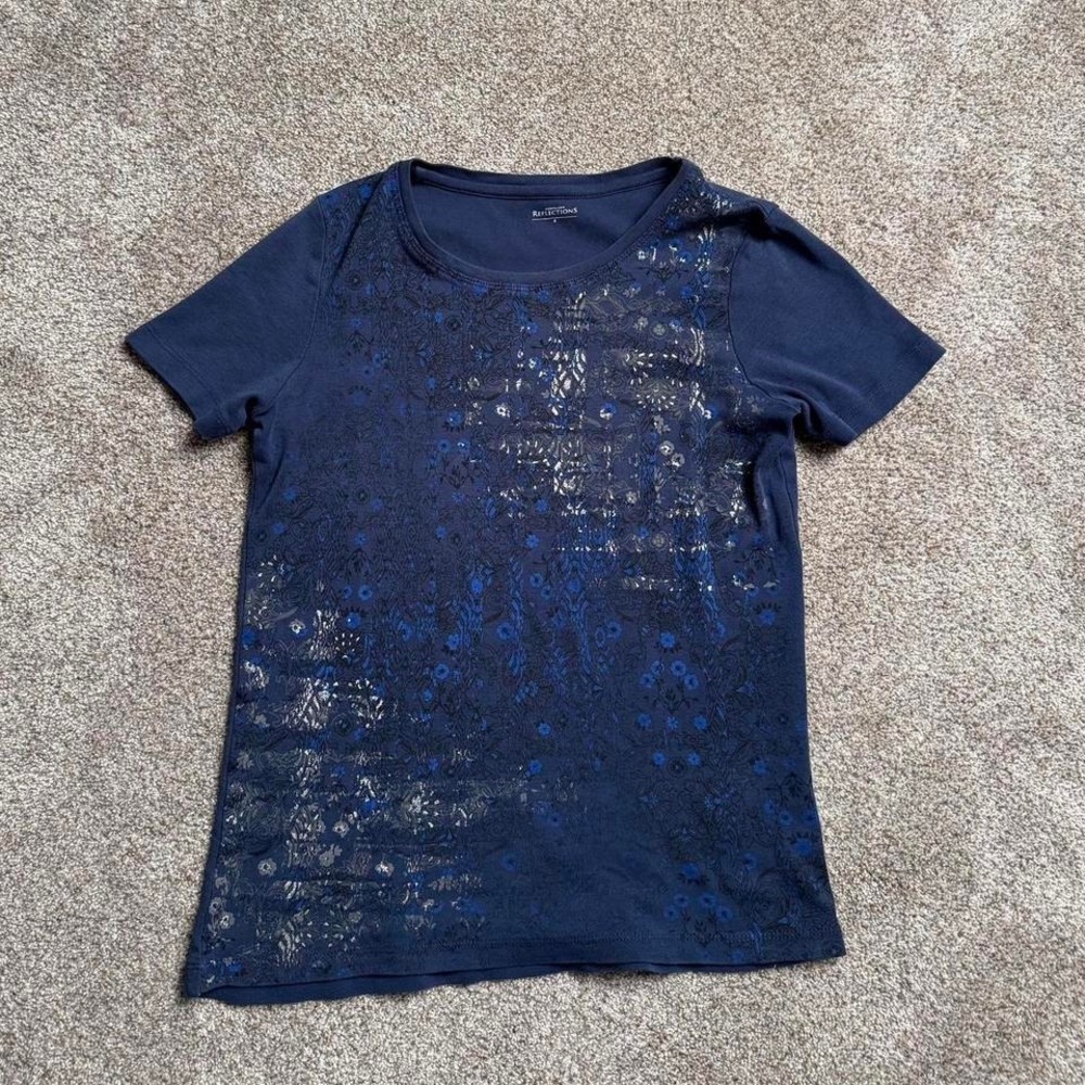 NAVY NORTHERN REFLECTIONS Y2K STYLE GRAPHIC TEE